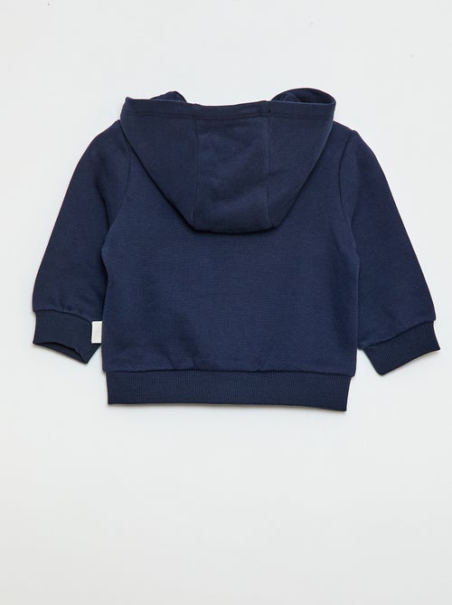 Sweat com fecho éclair e capuz em moletom cardado - Kiabi