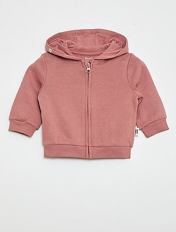 Sweat com fecho éclair e capuz em moletom cardado
