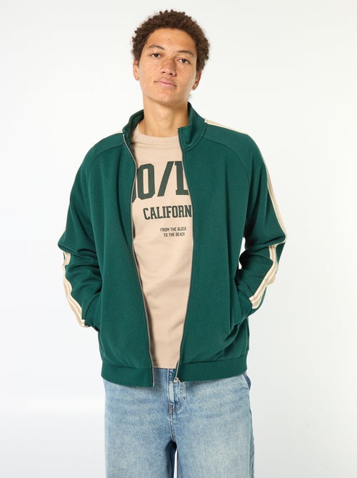 Sweat com fecho éclair e faixa lateral - Kiabi