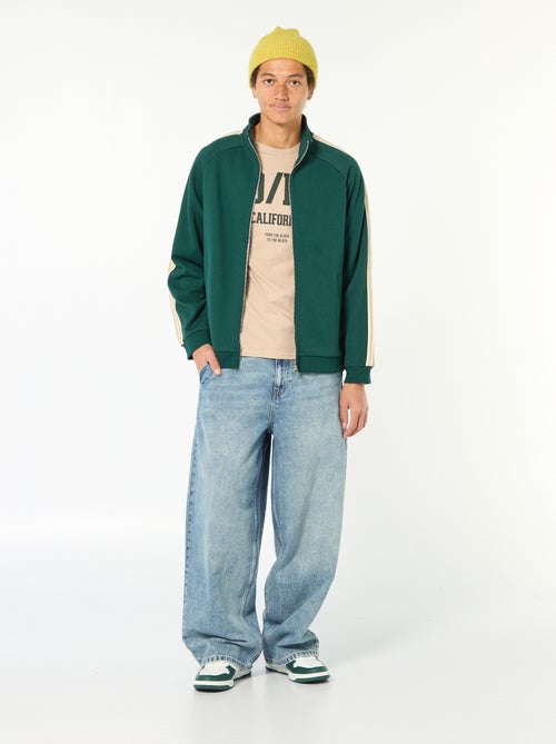 Sweat com fecho éclair e faixa lateral - Kiabi