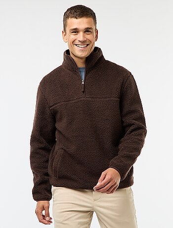 Sweat com fecho de correr e gola alta lisa