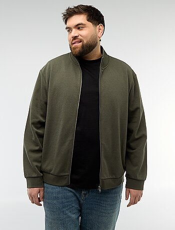 Sweat com fecho éclair, gola alta lisa em algodão