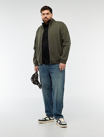 Sweat com fecho éclair, gola alta lisa em algodão