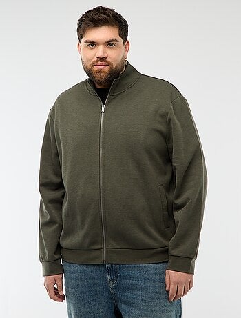 Sweat com fecho éclair, gola alta lisa em algodão