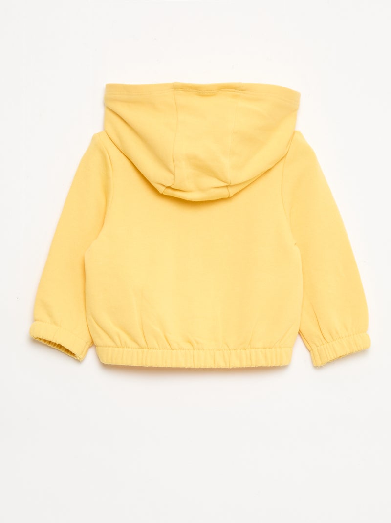 Sweat com fecho em felpo Amarelo - Kiabi