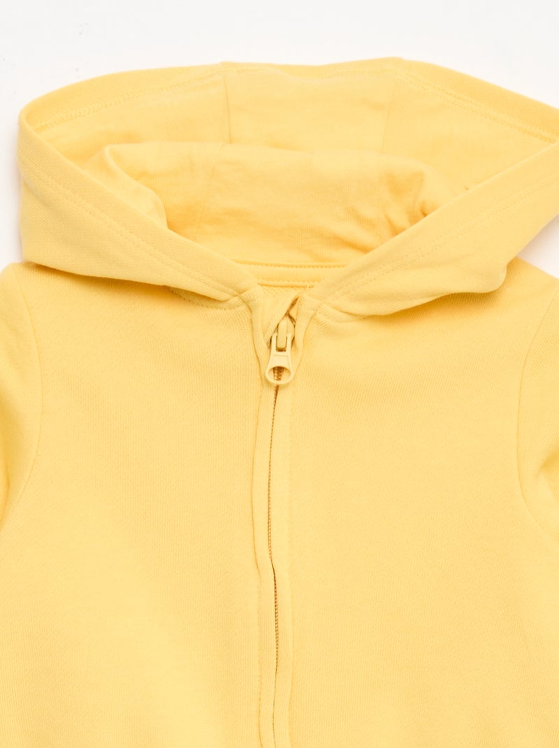 Sweat com fecho em felpo Amarelo - Kiabi