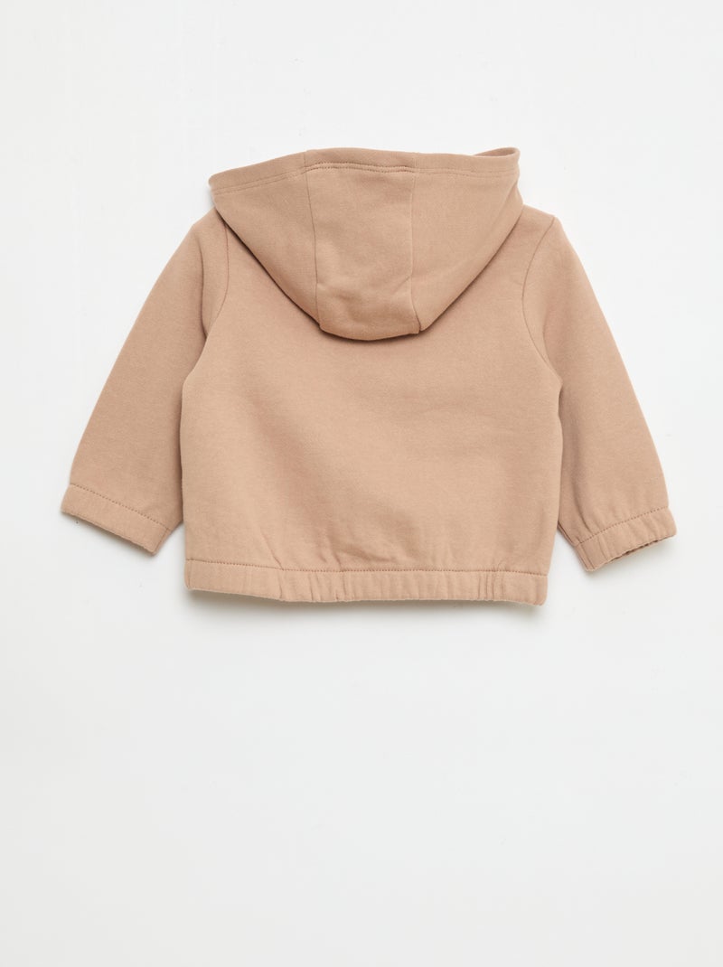 Sweat com fecho em felpo Bege - Kiabi