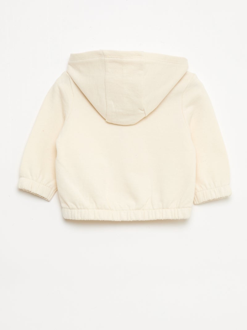Sweat com fecho em felpo Branco - Kiabi