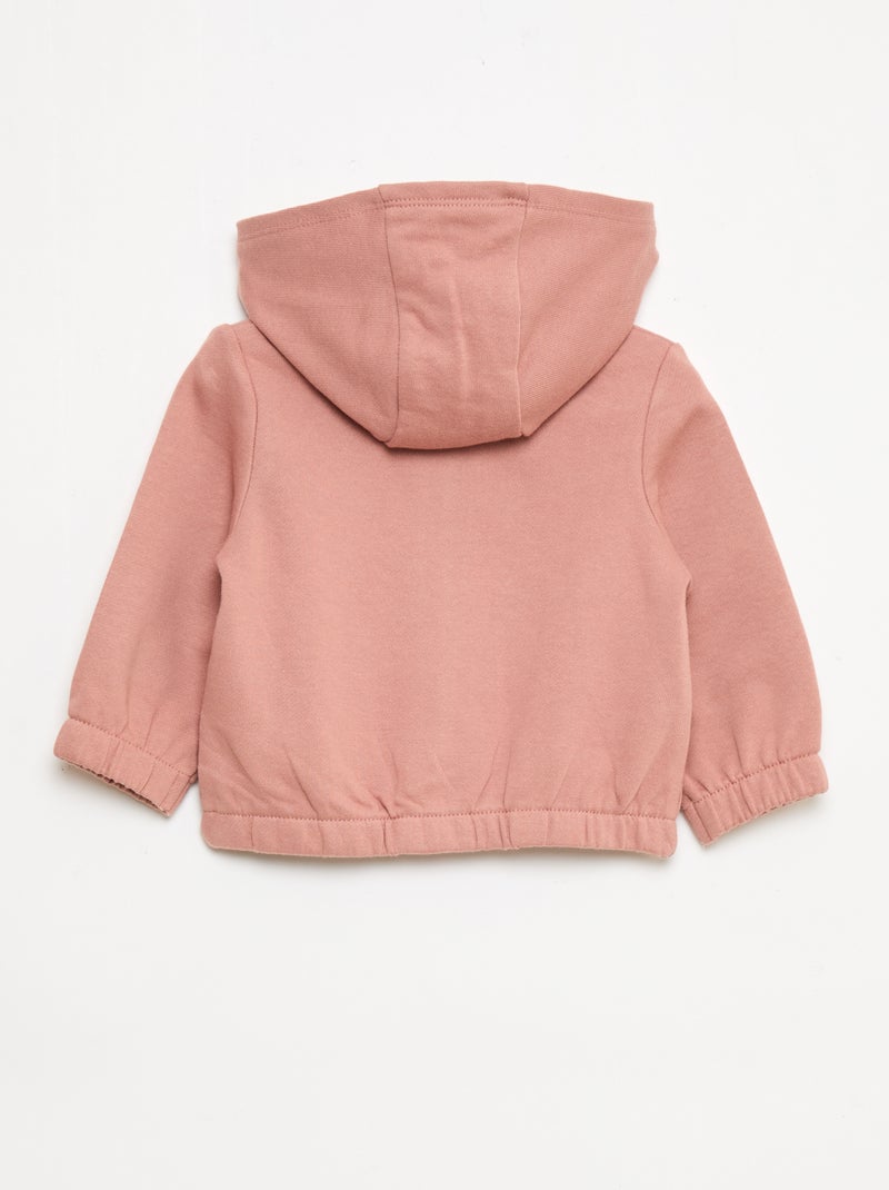 Sweat com fecho em felpo Rosa - Kiabi