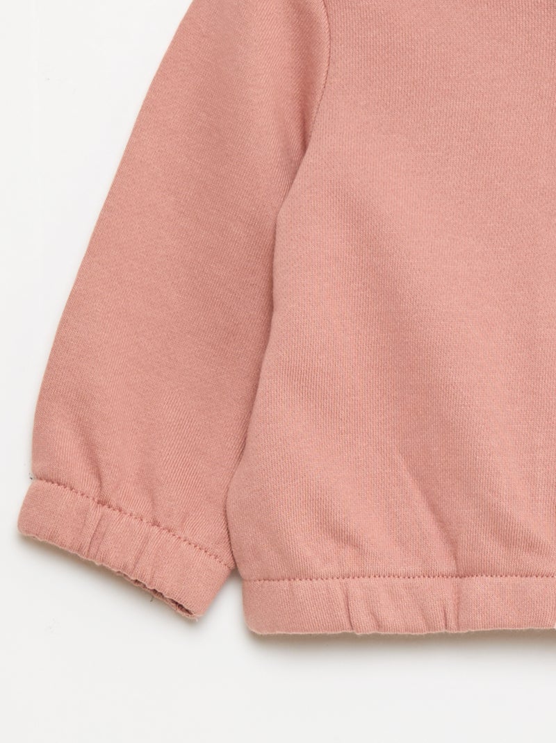 Sweat com fecho em felpo Rosa - Kiabi