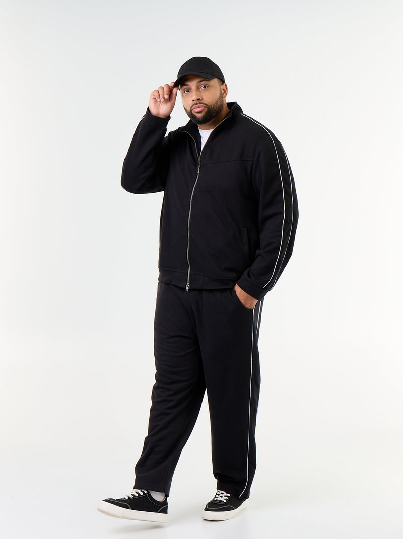 Sweat com fecho em moletão leve Preto - Kiabi