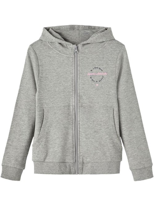 Sweat com Fecho para Menina Name It Folise Cinzento - Kiabi