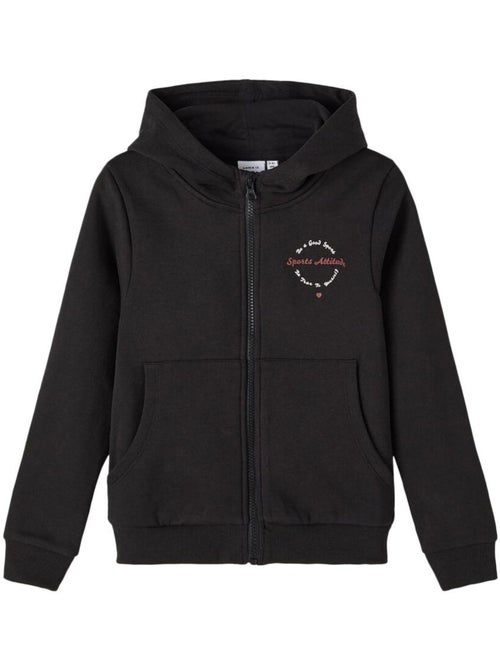 Sweat com fecho para menina name it folise preto - Kiabi Sweat com fecho para menina name it folise preto - Kiabi