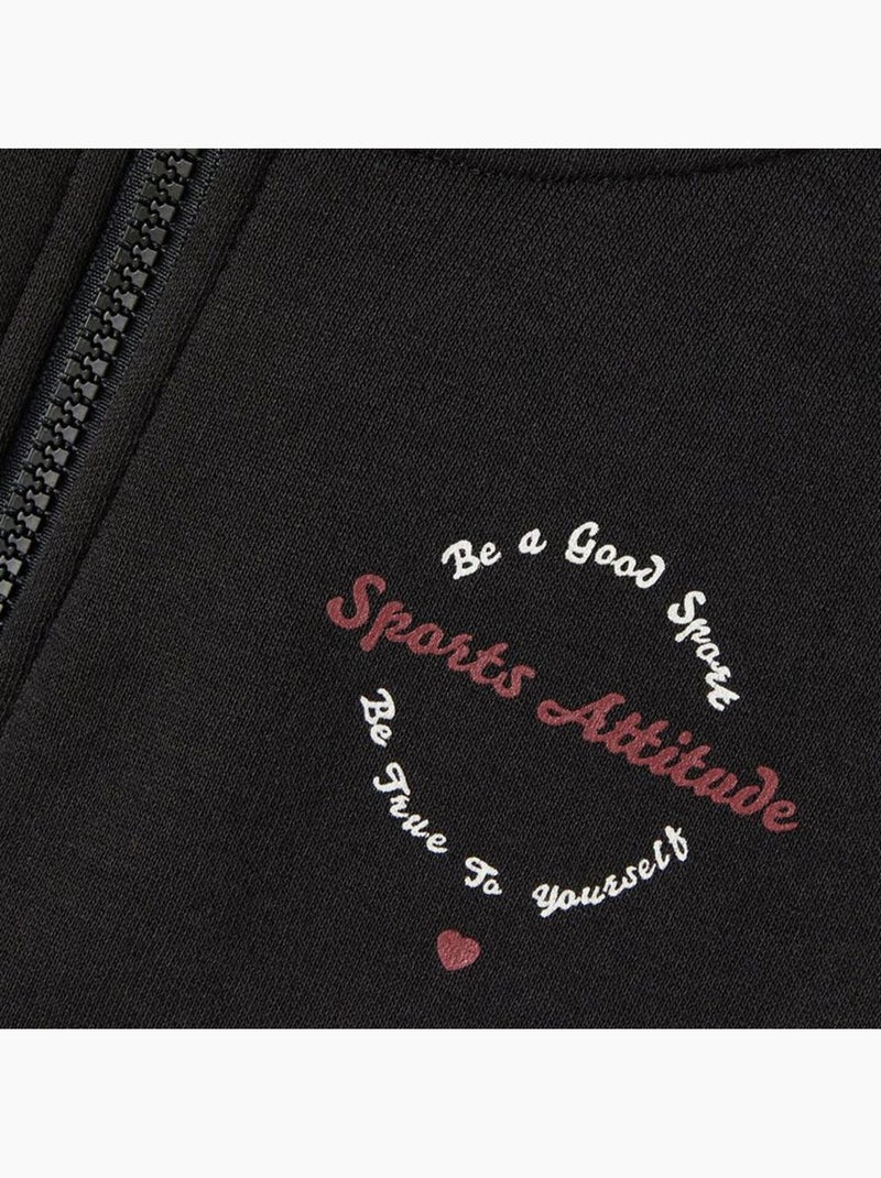 Sweat com Fecho para Menina Name It Folise Preto Preto - Kiabi