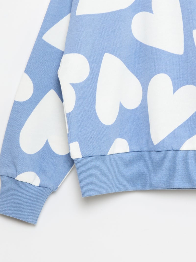 Sweat com padrão e gola redonda Azul - Kiabi