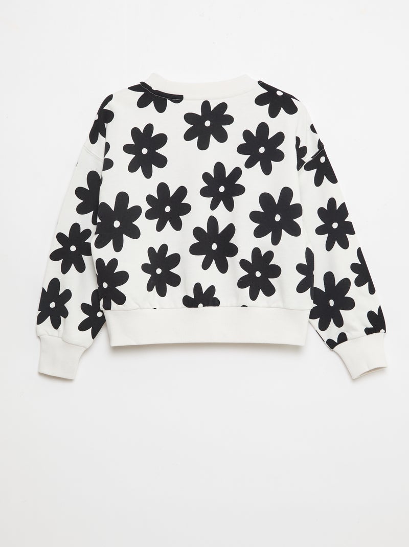 Sweat com padrão e gola redonda Branco - Kiabi