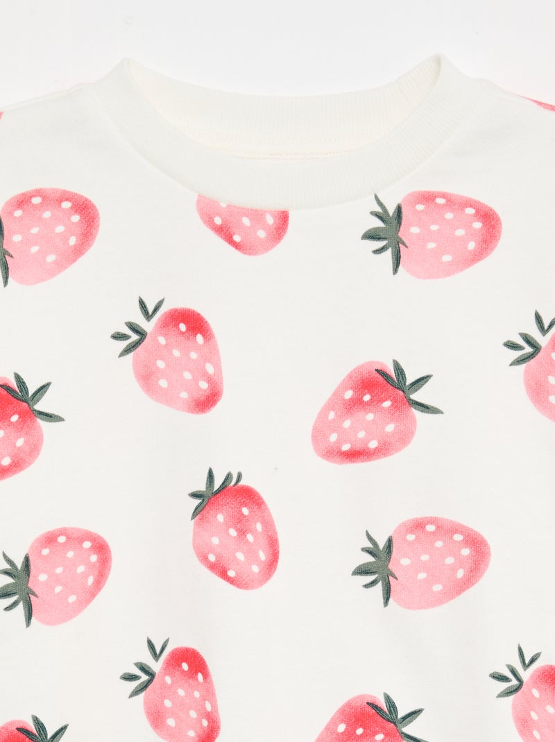 Sweat com padrão e gola redonda Branco - Kiabi