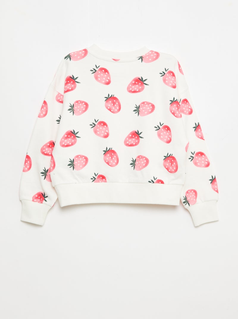 Sweat com padrão e gola redonda Branco - Kiabi