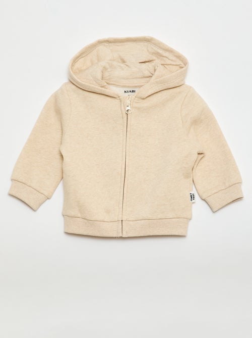 Sweat com zíper e capuz em moletom felpudo - Kiabi