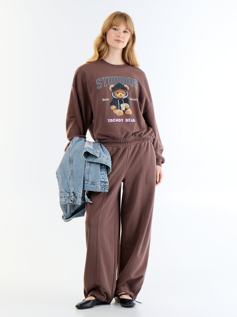 Sweat crop top Castanho - Kiabi