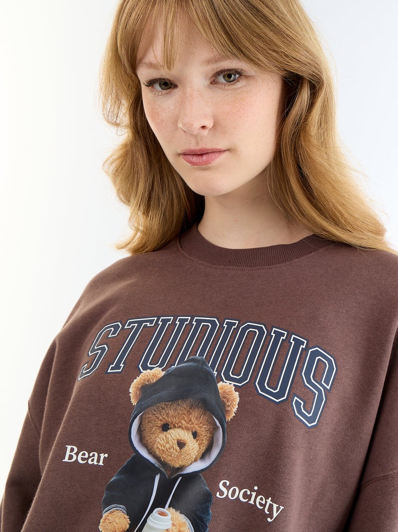Sweat crop top Castanho - Kiabi
