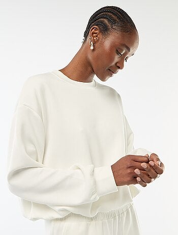 Sweat crop top efeito balão