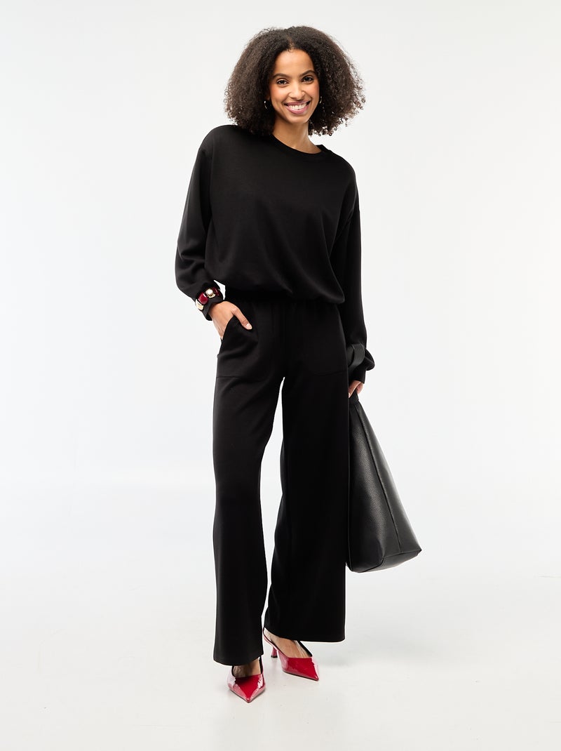 Sweat crop top efeito balão Preto - Kiabi
