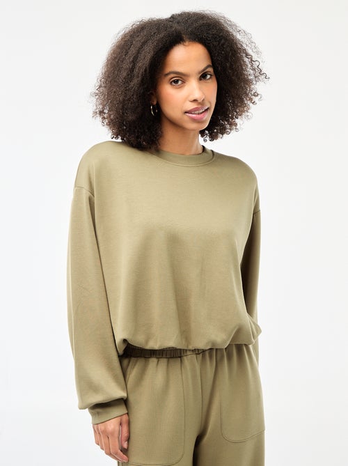 Sweat crop top efeito balão - Kiabi