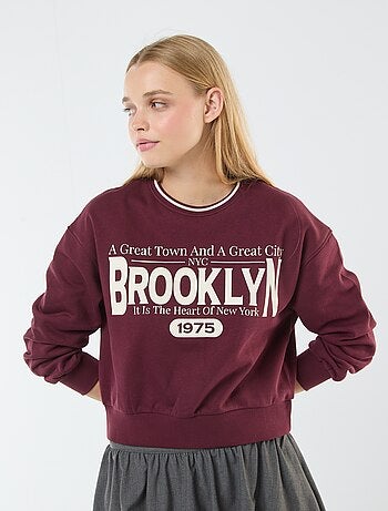 Sweat cropped com inscrição americana