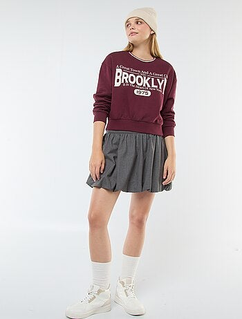 Sweat cropped com inscrição americana