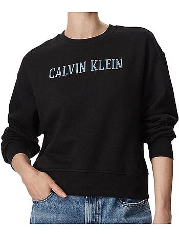 Sweat cropped preto calvin klein jeans para mulher