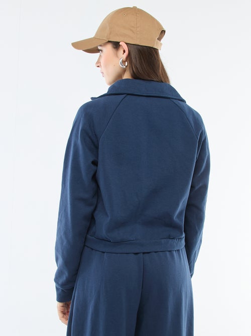 Sweat Curto com Zíper e Mensagem Bordada - Kiabi