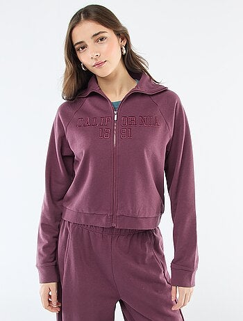 Sweat Curto com Zíper e Mensagem Bordada