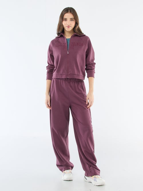 Sweat Curto com Zíper e Mensagem Bordada - Kiabi