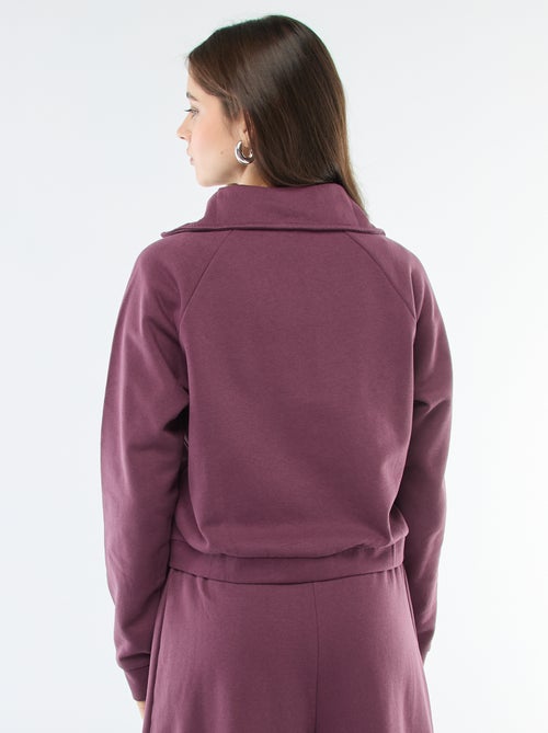 Sweat Curto com Zíper e Mensagem Bordada - Kiabi