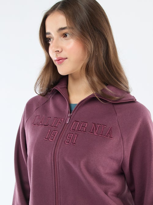 Sweat Curto com Zíper e Mensagem Bordada - Kiabi