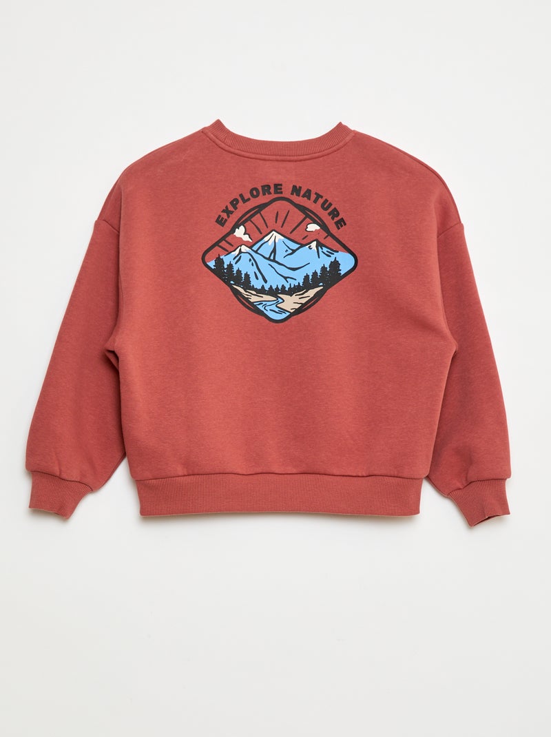 Sweat de algodão com motivo nas costas Vermelho - Kiabi