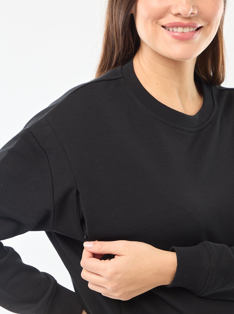 Sweat de amamentação em moletom Preto - Kiabi
