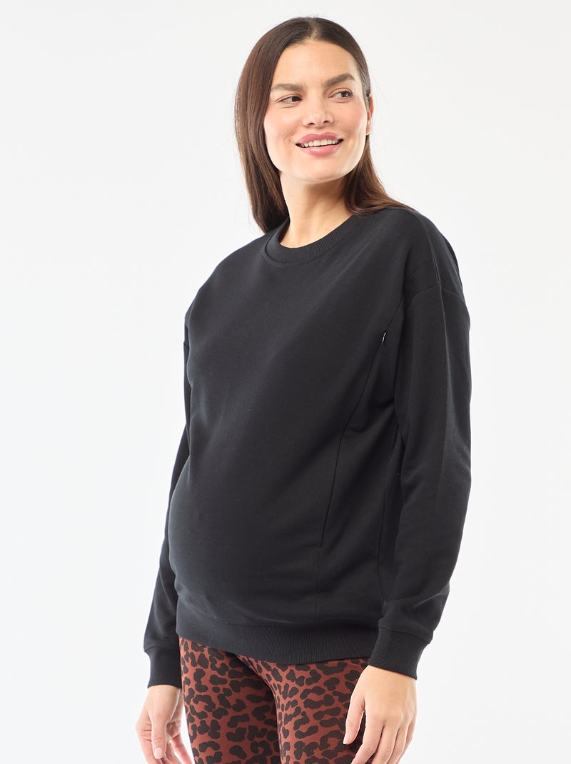 Sweat de amamentação em moletom Preto - Kiabi