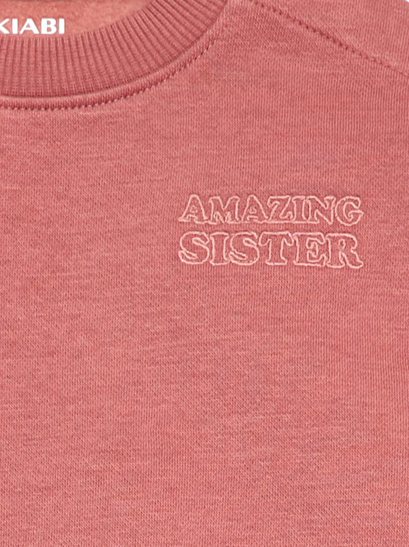 Sweat de gola redonda Brother & Sister Rosa - Kiabi