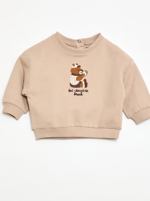 Sweat de gola redonda com bolso animado - Kiabi