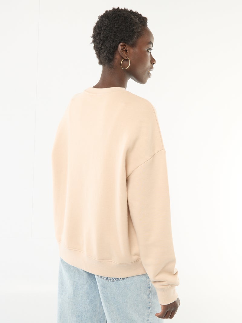 Sweat de gola redonda com detalhes Bege - Kiabi