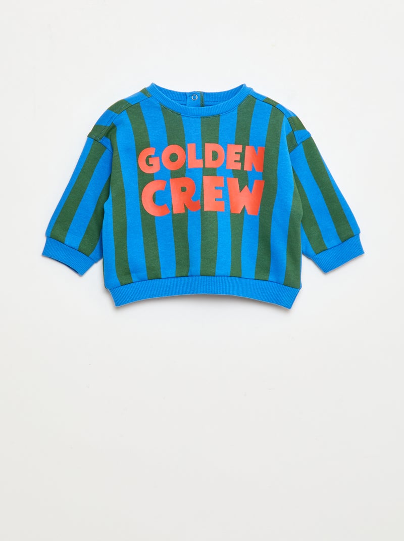 Sweat de gola redonda com estampado Azul - Kiabi