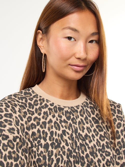 Sweat de gola redonda com estampado - Kiabi