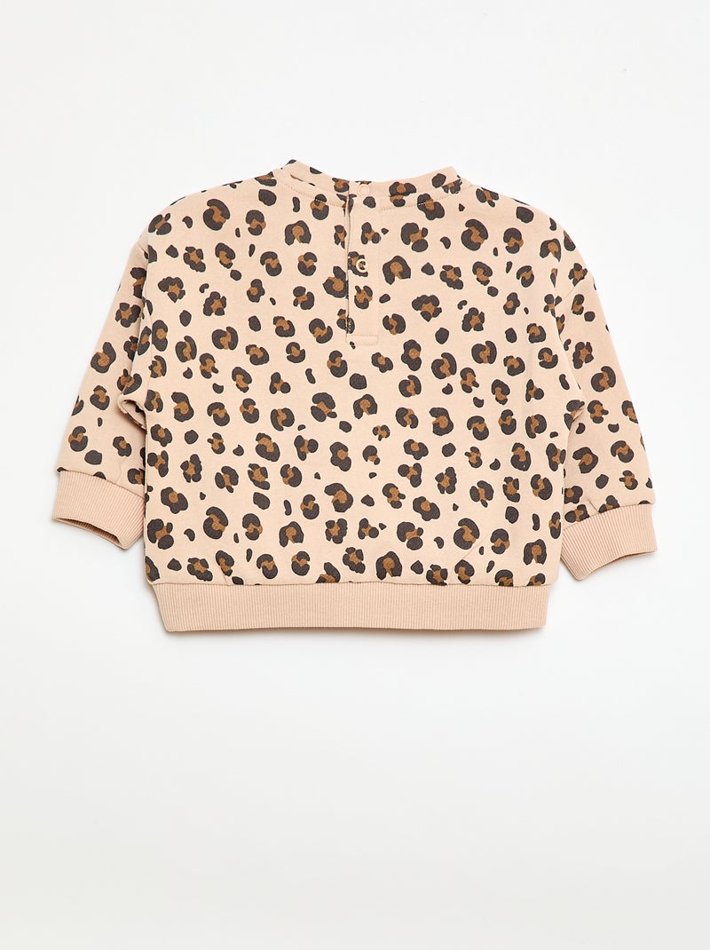 Sweat de gola redonda com estampado Bege - Kiabi