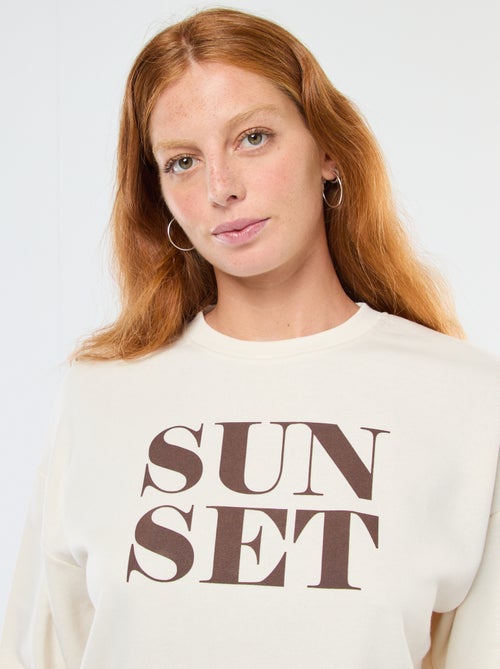 Sweat de gola redonda com estampado - Kiabi