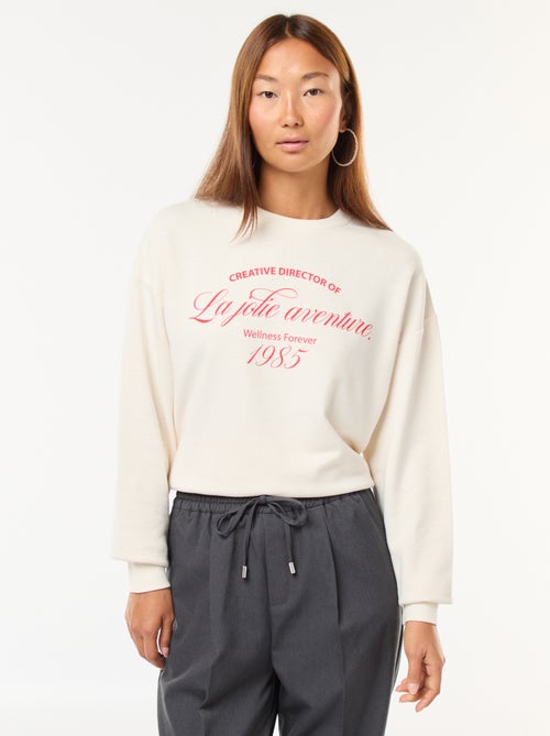 Sweat de gola redonda com estampado - Kiabi