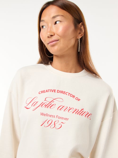 Sweat de gola redonda com estampado - Kiabi