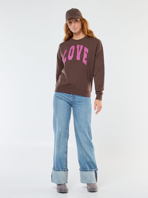 Sweat de gola redonda com estampado - Kiabi