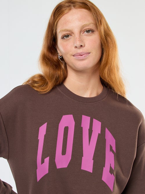 Sweat de gola redonda com estampado - Kiabi